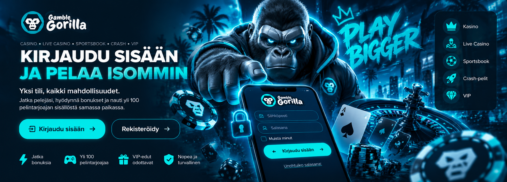 GambleGorilla login – kirjaudu sisään ja jatka suoraan peleihin